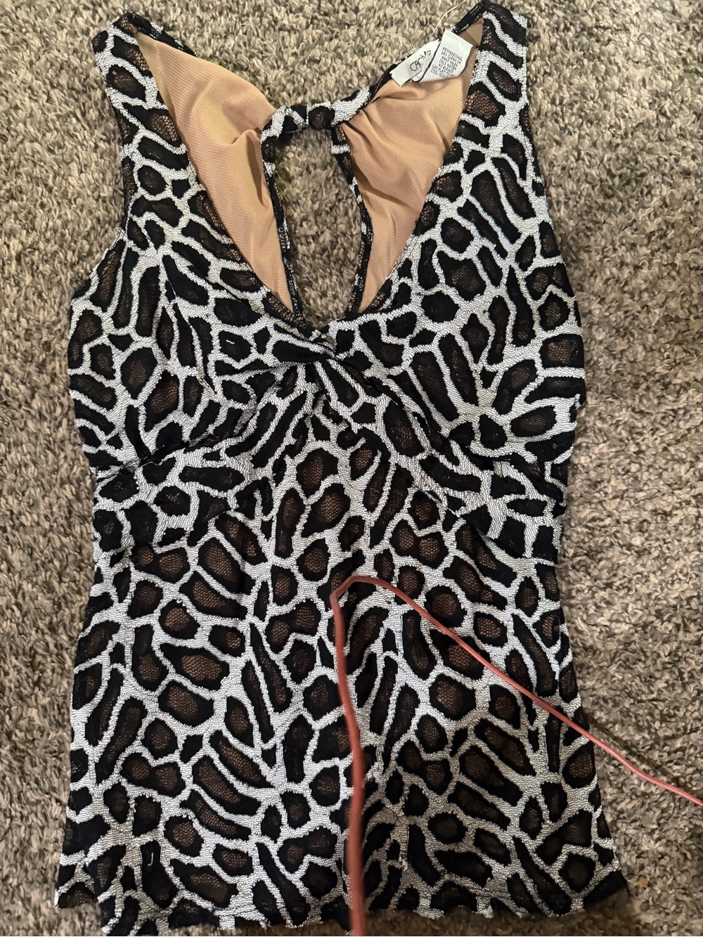 Cache Black and Cream Animal Print Bodysuit Top